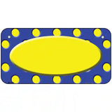 Yellow Royal Blue Polka Dot Center Oval Metal Novelty License Plate
