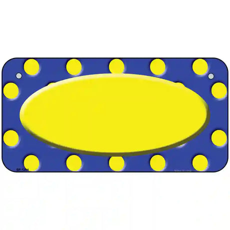 Yellow Royal Blue Polka Dot Center Oval Metal Novelty License Plate 6" x 3" Bicycle (BP)