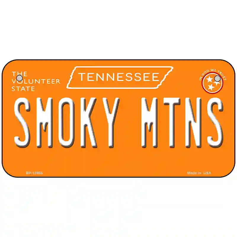 Smoky Mtns Tennessee Orange Novelty Metal License Plate Tag 6" x 3" Bicycle (BP)