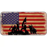 Grunge American Flag with Soldiers Novelty Metal License Plate Tag 6" x 3" (BP)