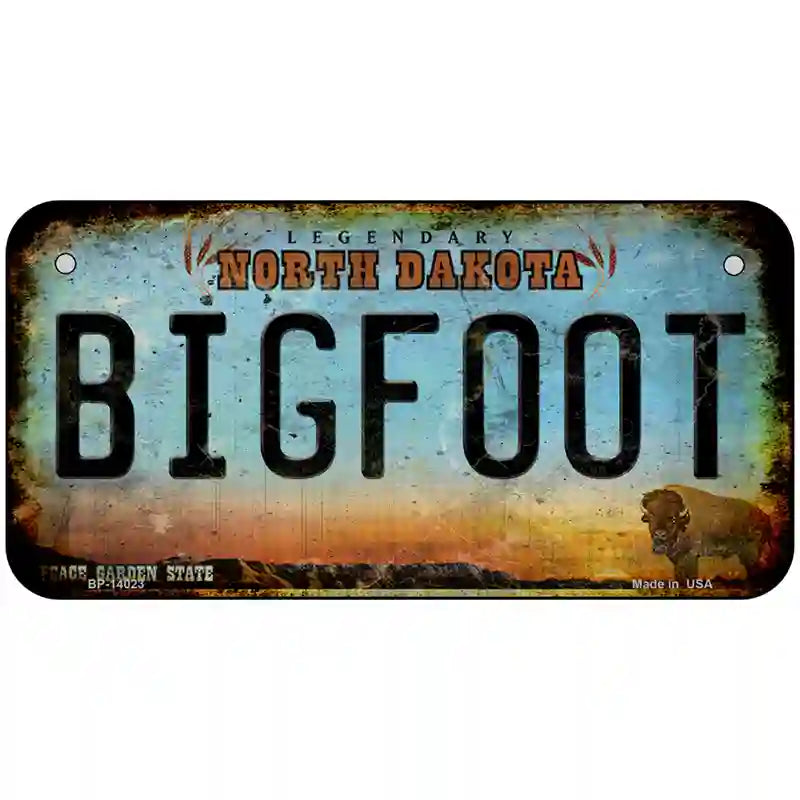 Bigfoot North Dakota Novelty Metal License Plate Tag 6" x 3" Bicycle (BP)