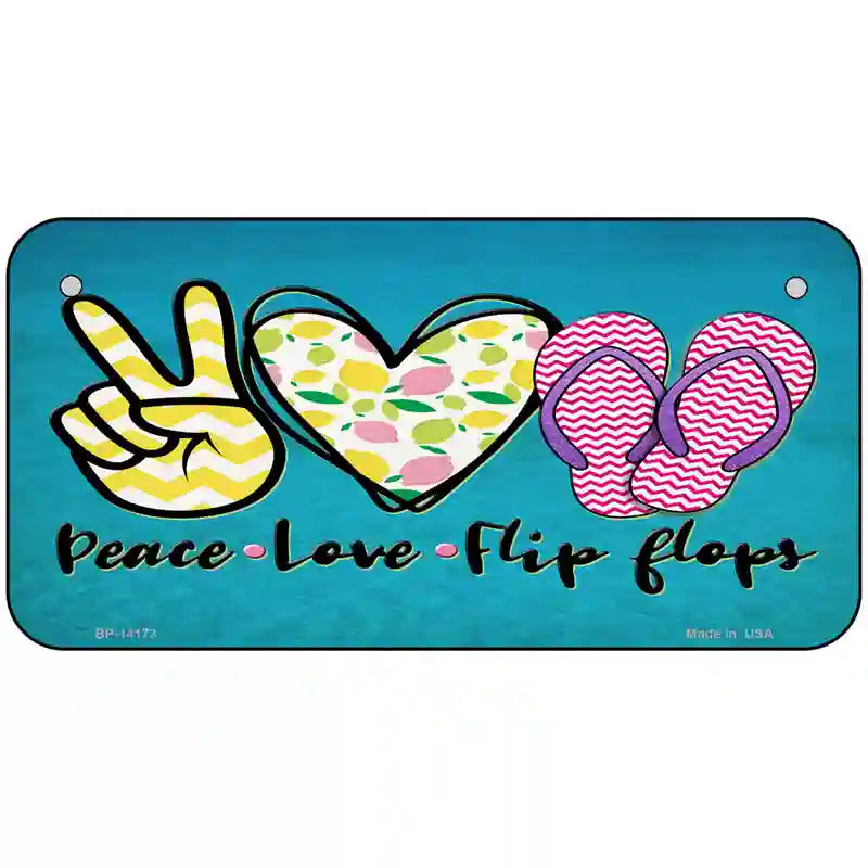 Peace Love Flip Flops Novelty Metal License Plate | Smart Blonde