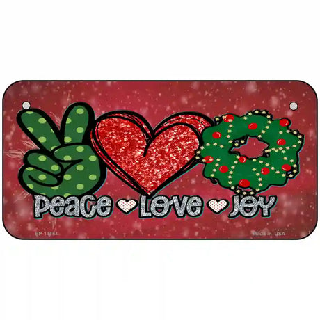Peace Love Joy Novelty Metal License Plate 6" x 3" (BP)
