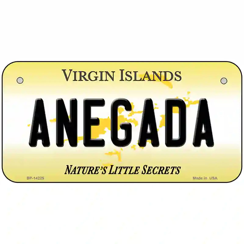 Virgin Islands Anegada Novelty Metal License Plate 6" x 3" Bicycle (BP)