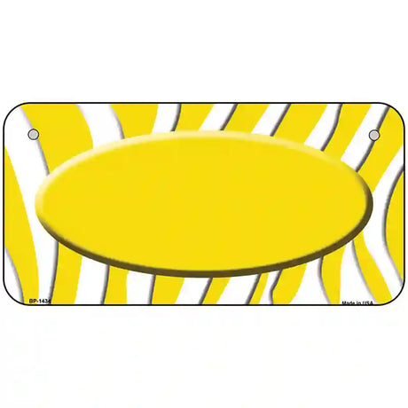 Yellow White Zebra Yellow Center Oval Metal Novelty License Plate 6" x 3" (BP)