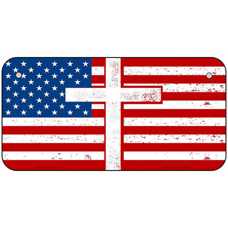 American Flag with Cross Novelty Metal License Plate LP-14518