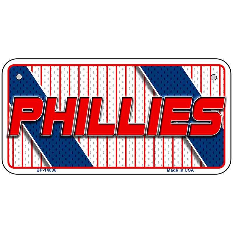 PHILLIES Graphic Novelty Metal License Plate LP-14585 6" x 3" Bicycle (BP)