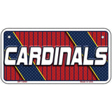 Metallic sign with 'Cardinals' text on a red and blue striped background