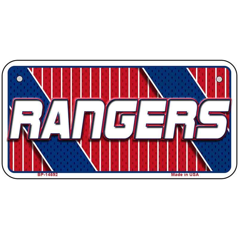 RANGERS Graphic Novelty Metal License Plate LP-14592 6" x 3" Bicycle (BP)