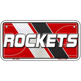 License plate with 'ROCKETS' text on a red, white, and black background