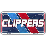 Metallic license plate with 'CLIPPERS' text and basketball court design