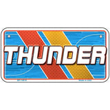 Metallic sign with 'THUNDER' text on a colorful background