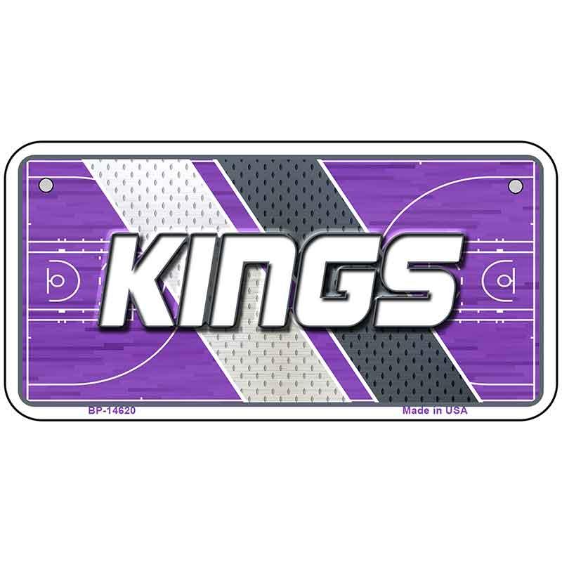 Decorative plate with 'KINGS' text on a basketball court design background