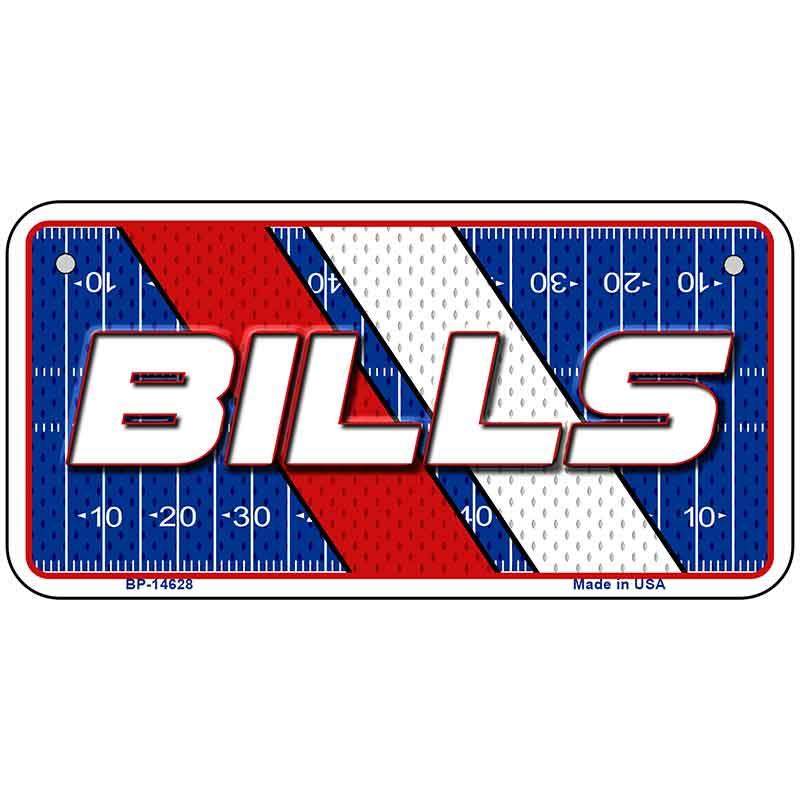 License plate with 'BILLS' text on a football field design