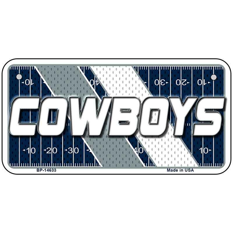 License plate with 'COWBOYS' text on a football field design