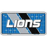 License plate with 'LIONS' text on a football field design