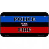 Police Vs. Fire Metal Novelty License Plate 6" x 3" (BP)