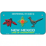 Red Chili & Road Runner New Mexico Teal Novelty Metal License Plate 6" x 3" (BP)