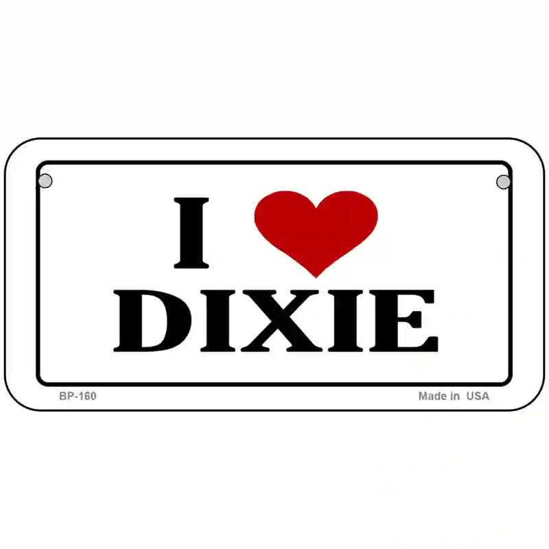 I Love Dixie Novelty Metal License Plate 6" x 3" (BP)