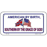 American By Birth Southern By Grace Metal Novelty License Plate 6" x 3" (BP)