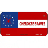 Cherokee Braves Flag Metal Novelty License Plate 6" x 3" (BP)