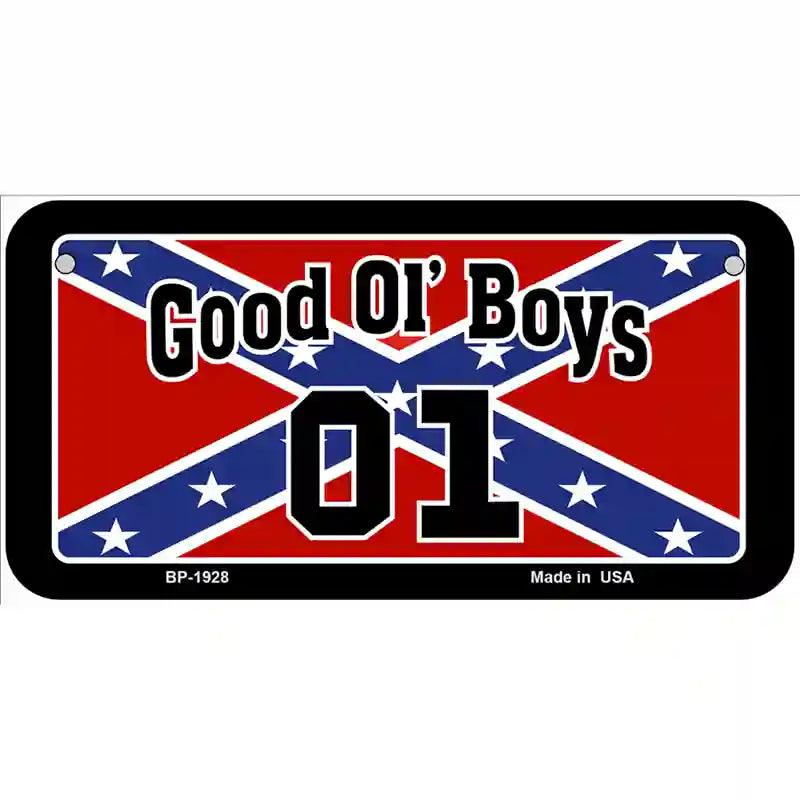 Good Ol Boys Confederate Flag Metal Novelty License Plate 6" x 3" (BP)