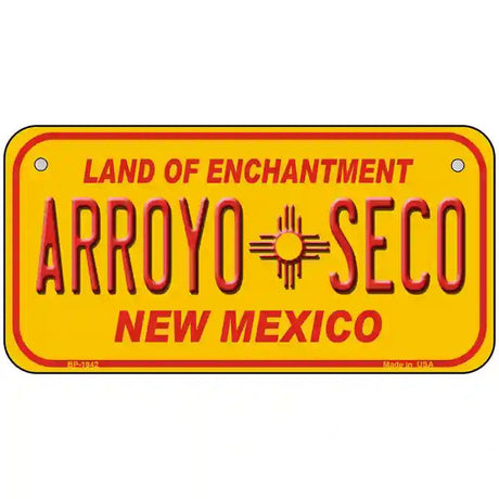 Arroyo Seco Yellow New Mexico Novelty License Plate 6" x 3" (BP)