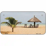 Tropical Beach Setting Metal Novelty License Plate 6" x 3" (BP)