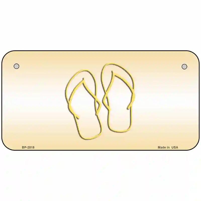 Flip Flops Yellow Metal Novelty License Plate 6" x 3" (BP)