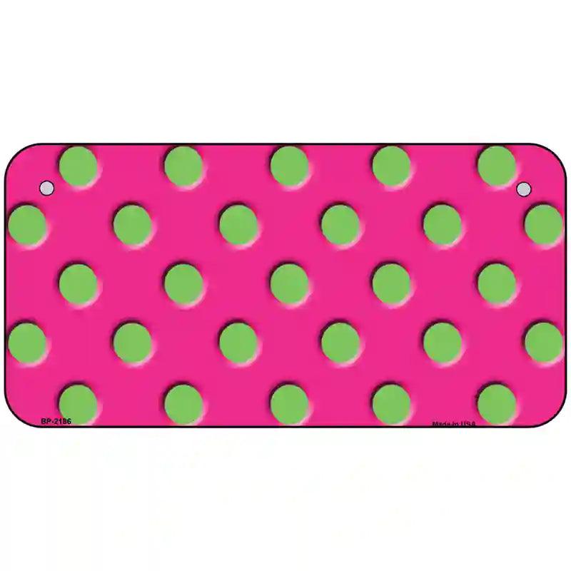 Lime Green Polka Dots Hot Pink Metal Novelty License Plate 6" x 3" (BP)