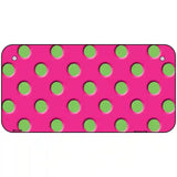 Lime Green Polka Dots Hot Pink Metal Novelty License Plate 6" x 3" (BP)