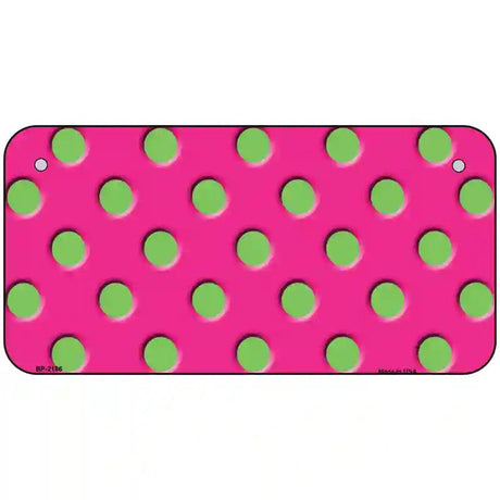 Lime Green Polka Dots Hot Pink Metal Novelty License Plate 6" x 3" (BP)