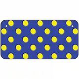 Yellow Polka Dots Royal Blue Metal Novelty License Plate 6" x 3" (BP)