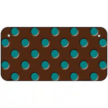 Teal Polka Dots Brown Metal Novelty License Plate 6" x 3" (BP)