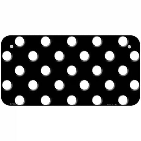 White Polka Dots Black Metal Novelty License Plate 6" x 3" (BP)