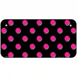 Hot Pink Polka Dots Black Metal Novelty License Plate 6" x 3" (BP)