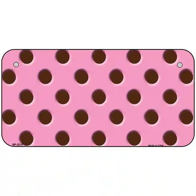 Chocolate Brown Polka Dots Pink Metal Novelty License Plate 6" x 3" (BP)