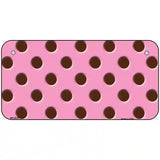 Chocolate Brown Polka Dots Pink Metal Novelty License Plate 6" x 3" (BP)