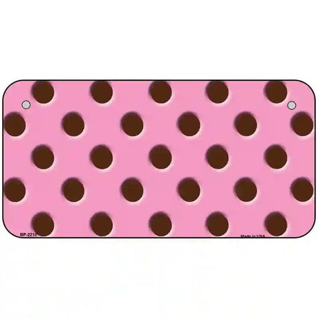 Chocolate Brown Polka Dots Pink Metal Novelty License Plate 6" x 3" (BP)