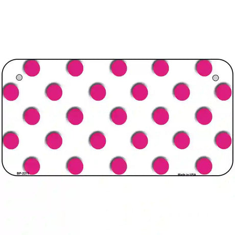 Hot Pink Polka Dots White Metal Novelty License Plate 6" x 3" (BP)
