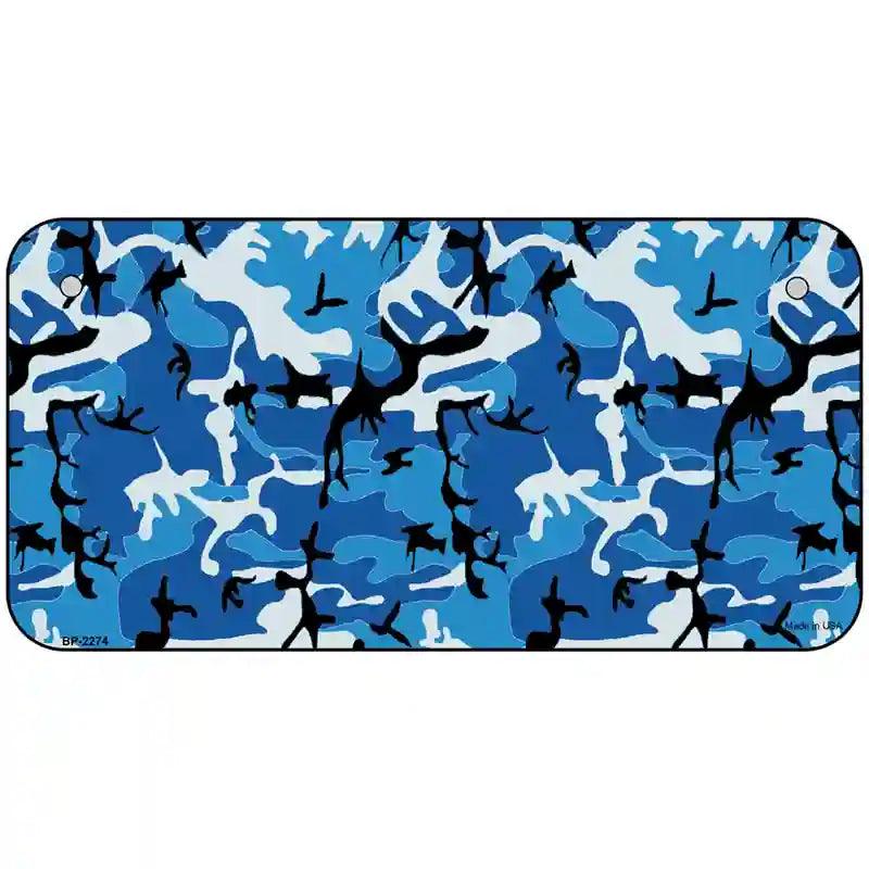 Blue Camouflage Metal Novelty License Plate 6" x 3" (BP)