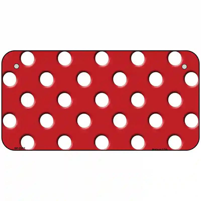 White Polka Dots Red Metal Novelty License Plate 6" x 3" (BP)