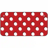 White Polka Dots Red Metal Novelty License Plate 6" x 3" (BP)