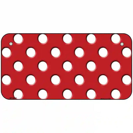 White Polka Dots Red Metal Novelty License Plate 6" x 3" (BP)