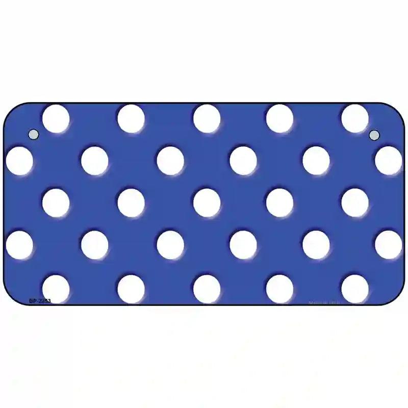 White Polka Dots Royal Blue Metal Novelty License Plate 6" x 3" (BP)