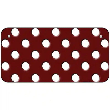 White Polka Dots Burgundy Metal Novelty License Plate 6" x 3" (BP)