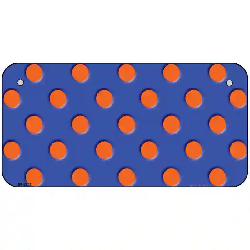 Orange Polka Dots Royal Blue Metal Novelty License Plate 6" x 3" (BP)
