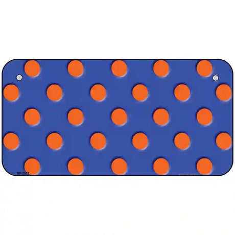 Orange Polka Dots Royal Blue Metal Novelty License Plate 6" x 3" (BP)