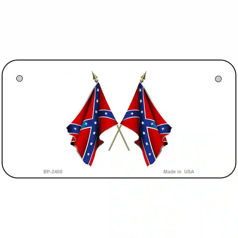 Confederate Crossed Flags Metal Novelty License Plate 6" x 3" (BP)