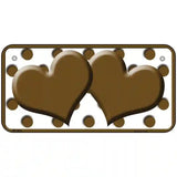 Brown White Polka Dot Brown Centered Hearts Novelty License Plate 6" x 3" (BP)
